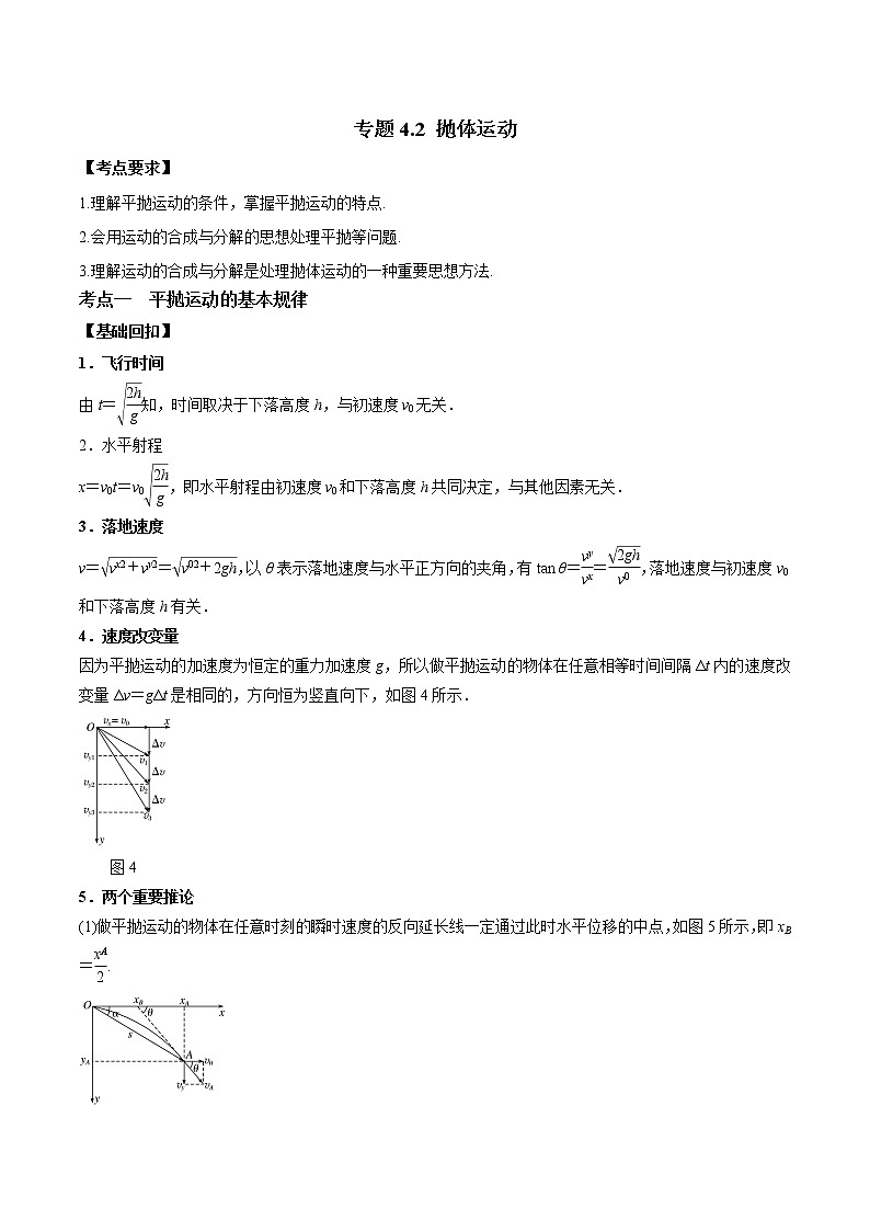 专题4.2 抛体运动---2022年高考物理一轮复习考点全攻关01