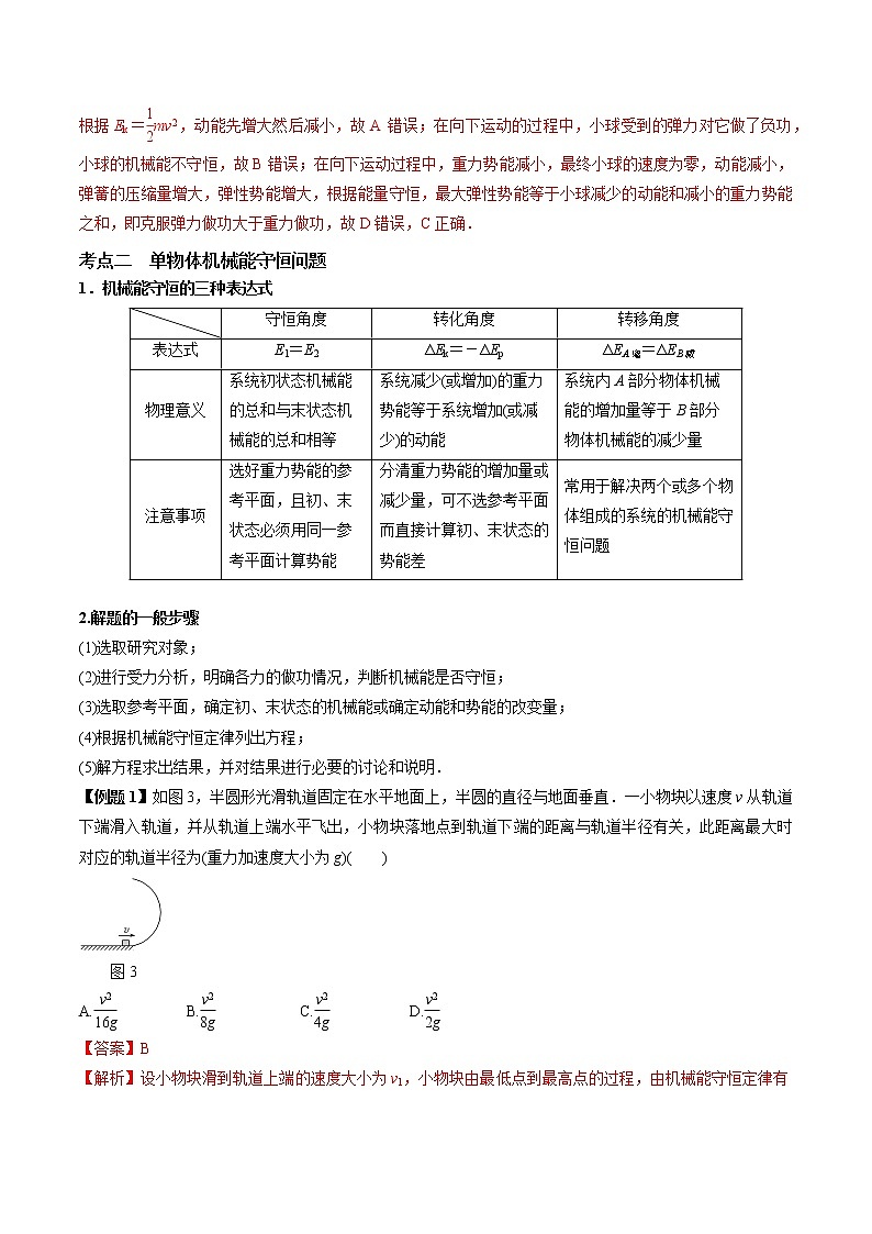 专题6.3 机械能守恒定律及其应用---2022届高考物理一轮复习考点全攻关03