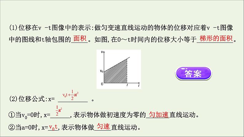 新教材高中物理第二章匀变速直线运动的研究3匀变速直线运动的位移与时间的关系课件新人教版必修105