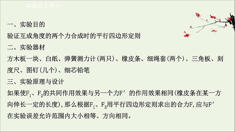 2021_2022学年新教材高中物理第三章相互作用__力4.2实验：探究两个互成角度的力的合成规律课件新人教版必修1第3页