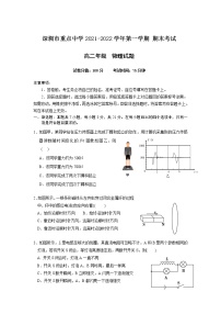 2021-2022学年广东省深圳市重点中学高二上学期期末考试物理试题（Word版）