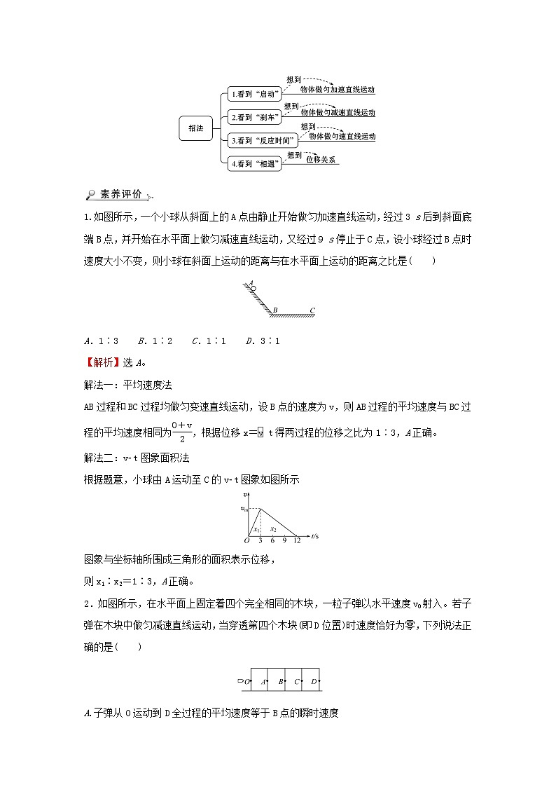 2021_2022学年高中物理第二章匀变速直线运动的研究阶段提升课学案新人教版必修102