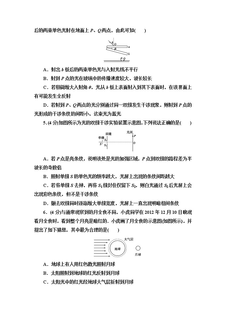 2021-2022学年高二下学期人教版（2019）选修第一册 章末综合测评 4 光02