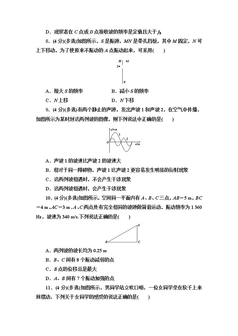2021-2022学年高二下学期人教版（2019）选修第一册 章末综合测评 3 机械波03
