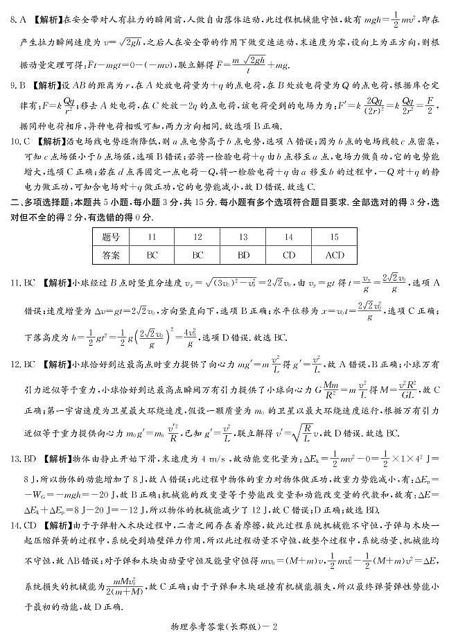 2020-2021学年湖南省长沙市长郡中学高二上学期入学考试物理试题 PDF版02