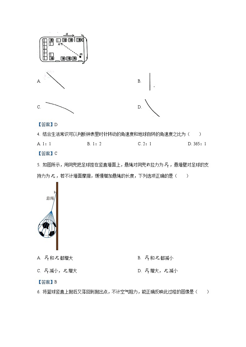 2021-2022学年辽宁省大连市高一上学期期末考试物理试题02