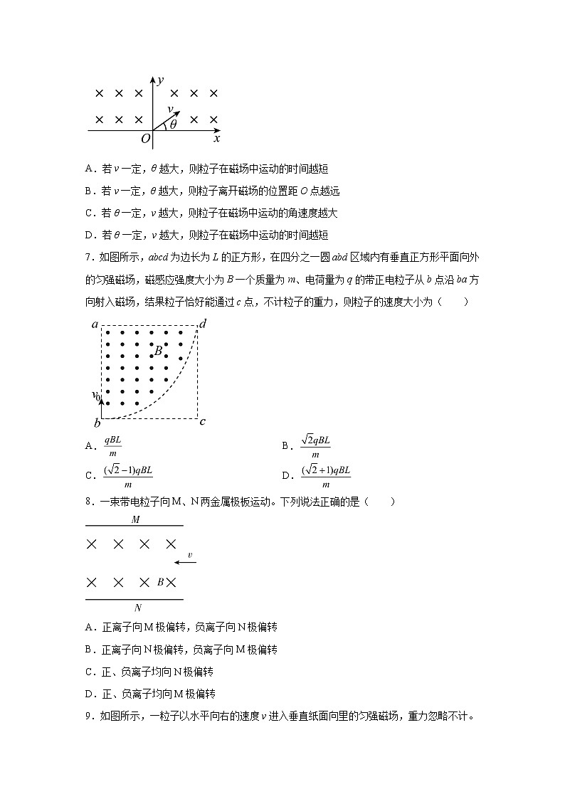 2021-2022学年高中物理新粤教版选择性必修第二册 1.3洛伦兹力 课后练习（解析版）03