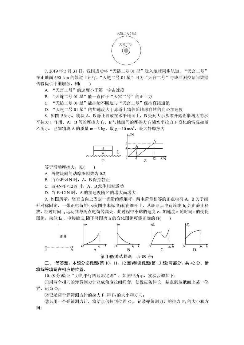 2019届江苏省七市（南通、泰州、扬州、徐州、淮安、宿迁、连云港）高三第三次调研考试 物理（PDF版）练习题第3页