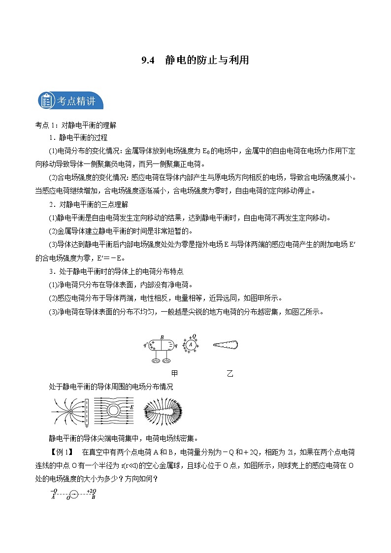 9.4  静电的防止与利用 学案 高中物理新人教版必修第三册（2022年）第1页