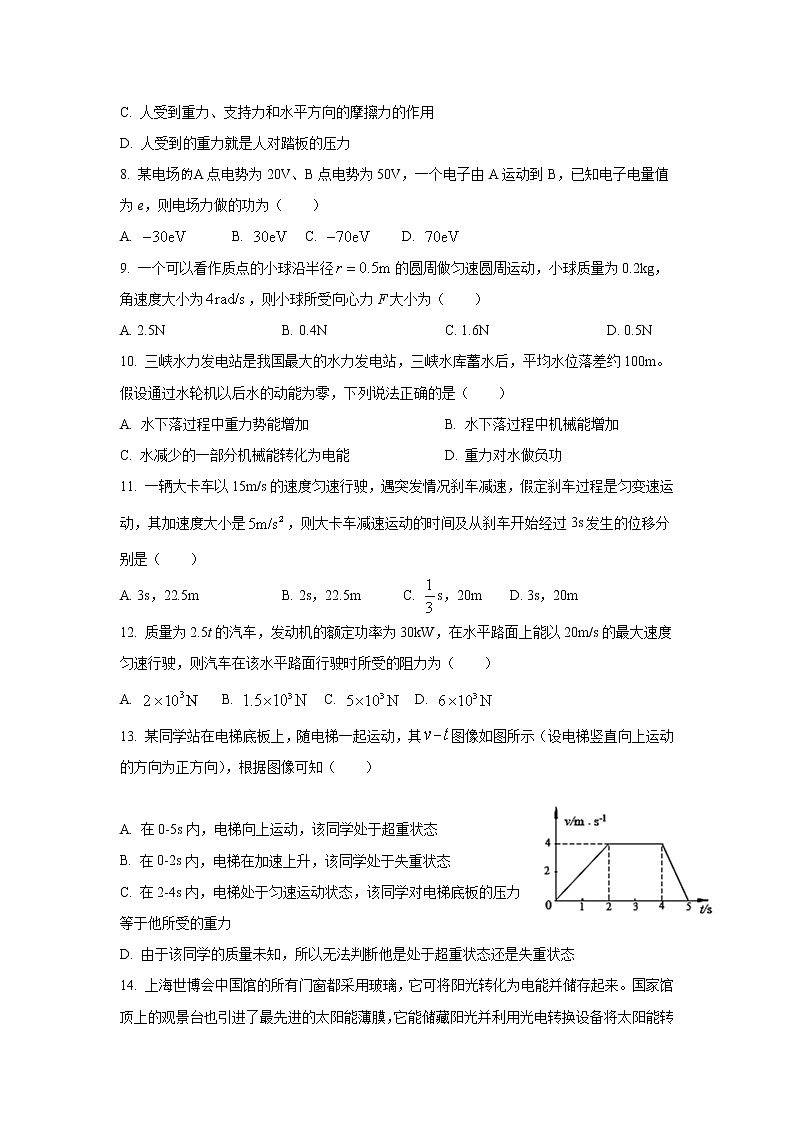 2021-2022学年天津市静海区第一中学高二上学期12月月考（合格考）物理试题（Word版）02