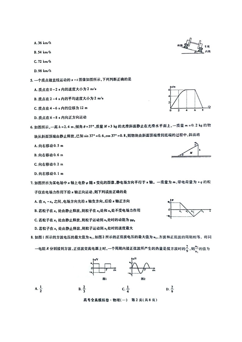 海南省2021-2022学年高三下学期高考全真模拟卷（一）（一模）物理PDF版含答案02