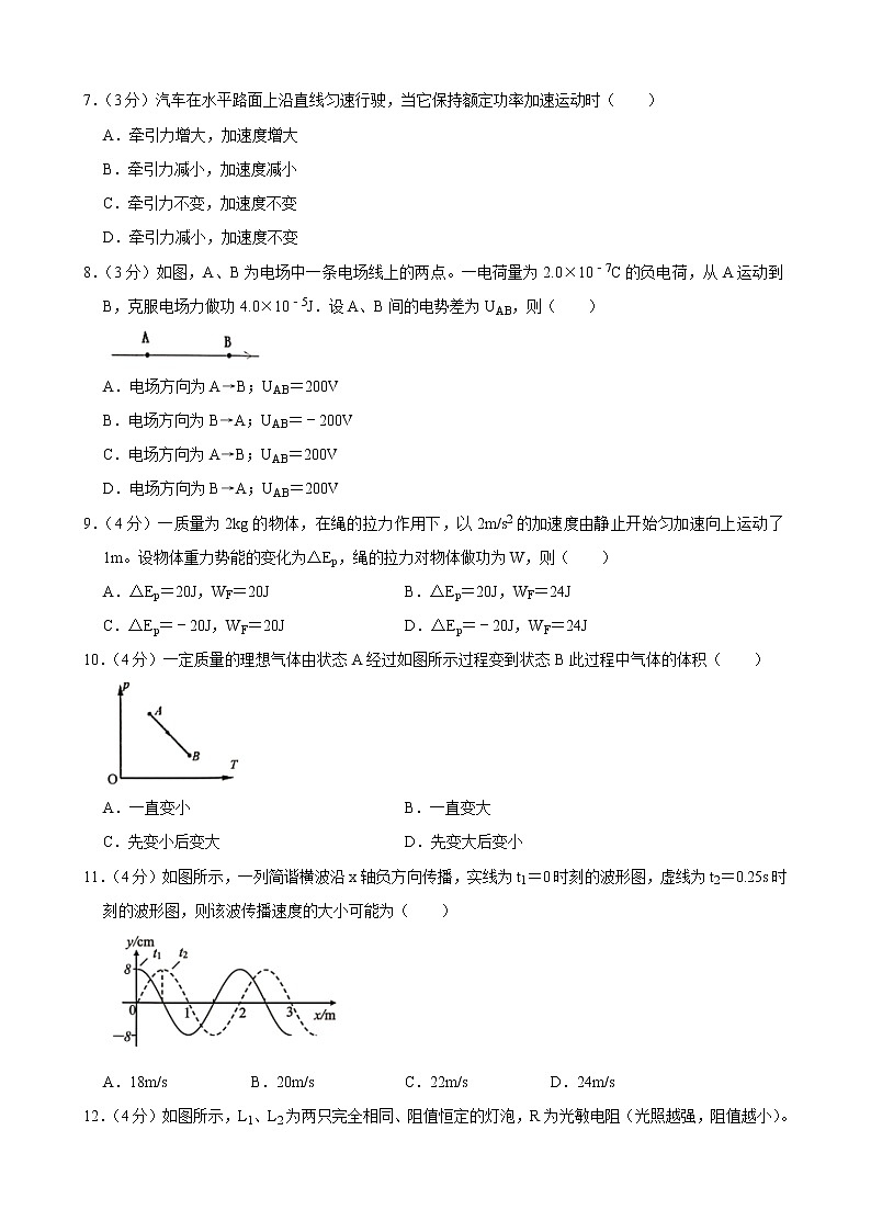 上海市嘉定区2020届高三高考一模物理试题（解析版）第2页