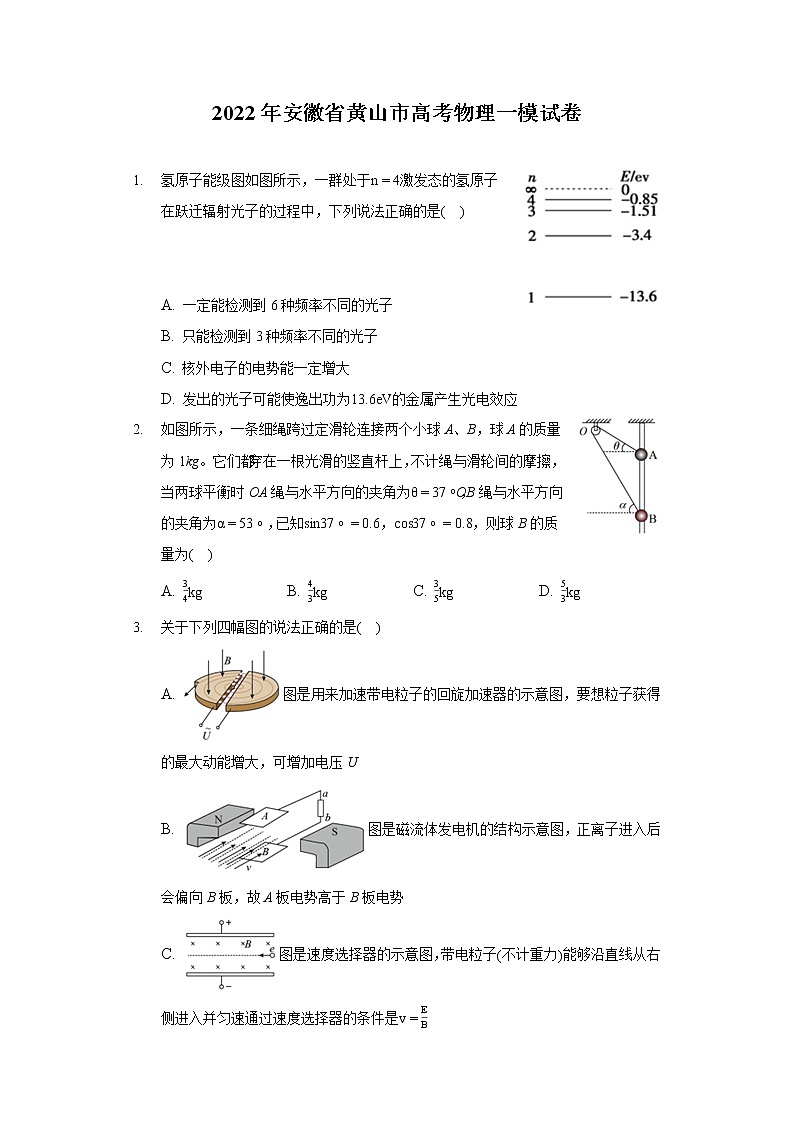 2022年安徽省黄山市高考物理一模试卷（含答案解析）01