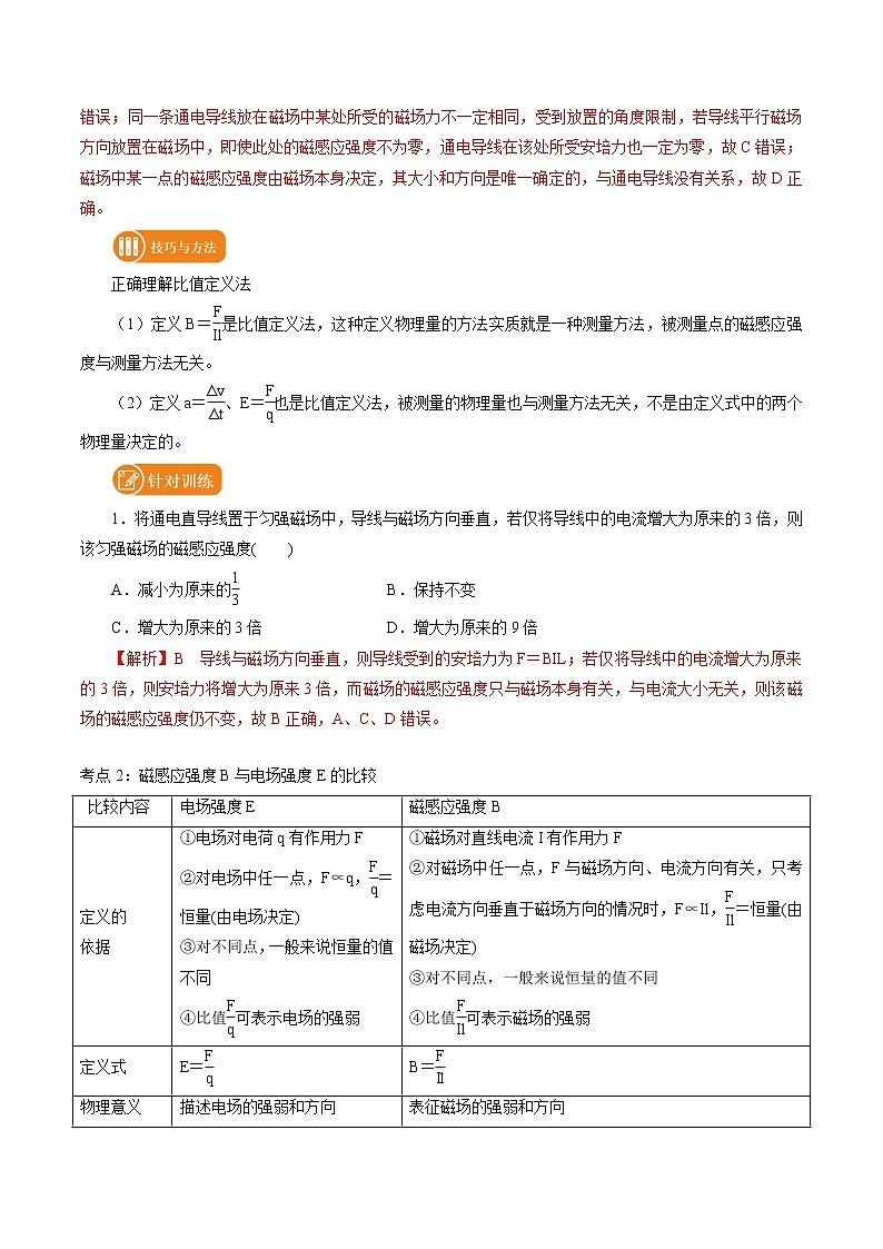 13.2  磁感应强度　磁通量 学案 高中物理新人教版必修第三册第2页