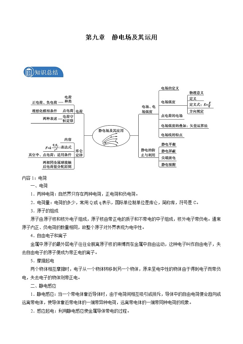第九章  静电场及其运用总结提升   学案 高中物理新人教版必修第三册第1页