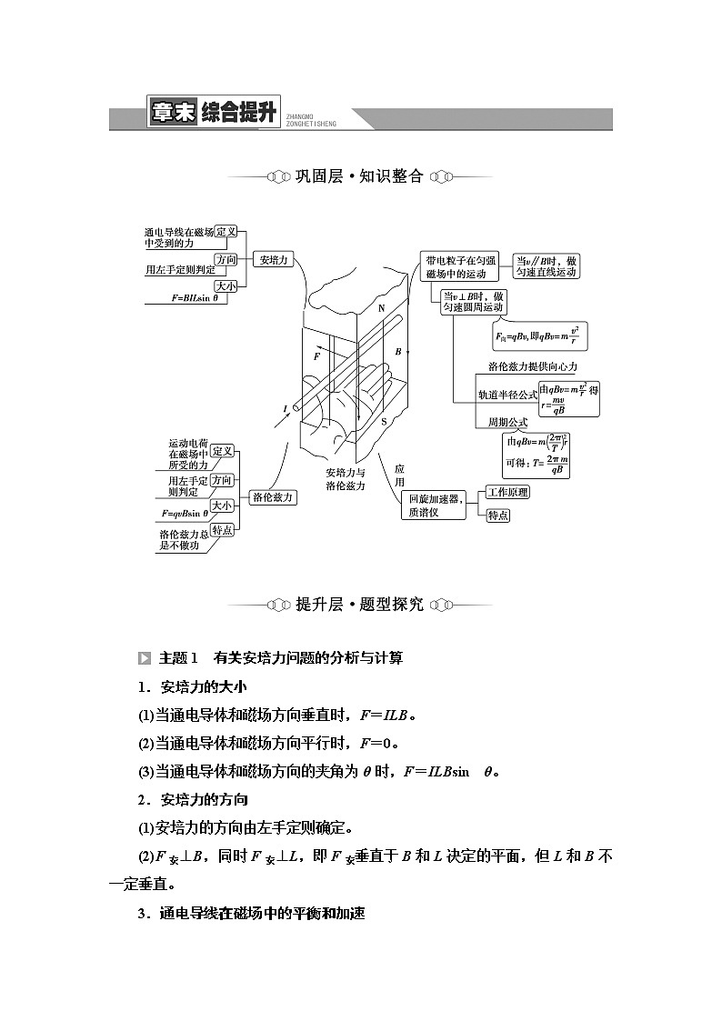 2021-2022学年高中物理新粤教版选择性必修第二册 第1章 磁场 综合提升 学案第1页