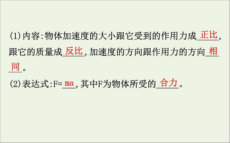 2022年高中物理第四章牛顿运动定律3牛顿第二定律课件人教版必修104