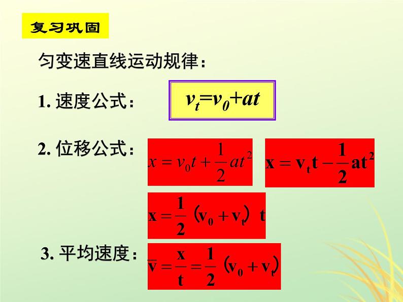 2022年高中物理第二章匀变速直线运动的研究2.4匀变速直线运动的位移与速度的关系课件人教版必修101