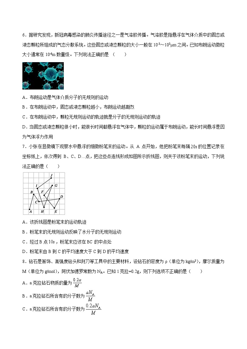 1.1 分子动理论的基本内容 习题 高中物理新人教版选择性必修第三册（2022年）第2页