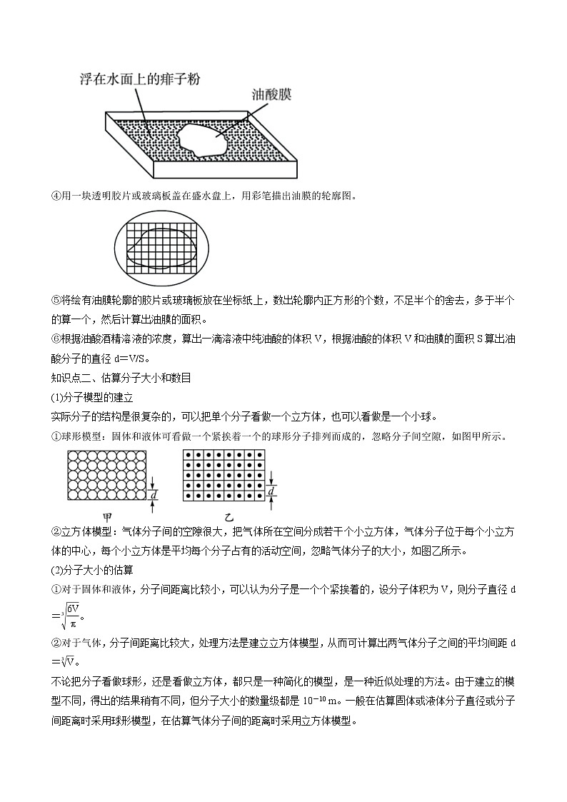 1.2 实验：用油膜法估测油酸分子的大小 学案 高中物理新人教版选择性必修第三册（2022年）02