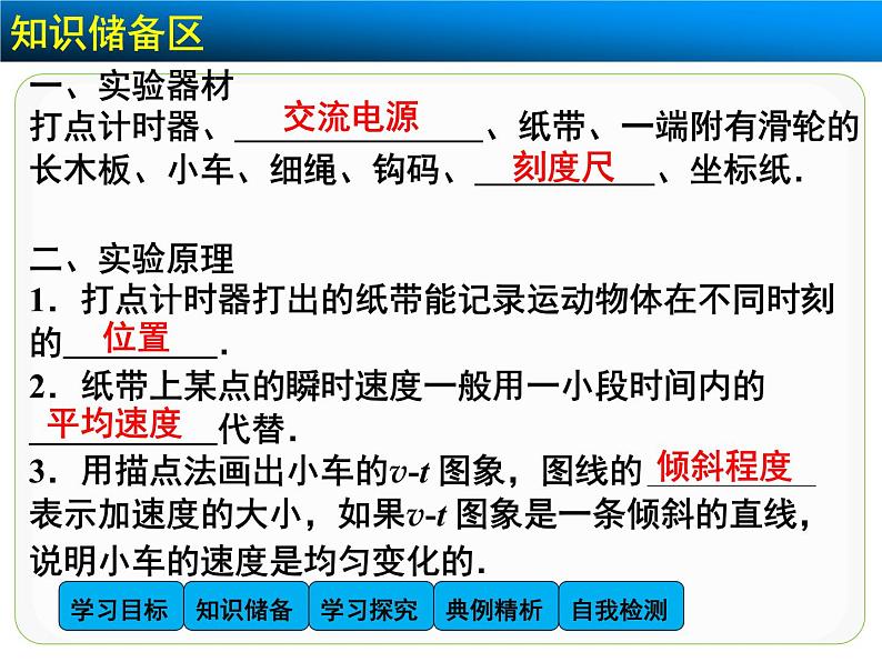 高中物理人教版必修1课件 第二章 匀变速直线运动的研究 2.1 实验：探究小车速度随时间变化的规律03