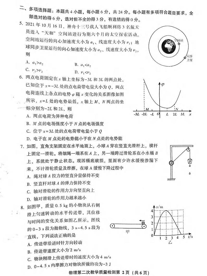 2022届福建省漳州市高三毕业班第二次教学质量检测（二模）物理试题第2页