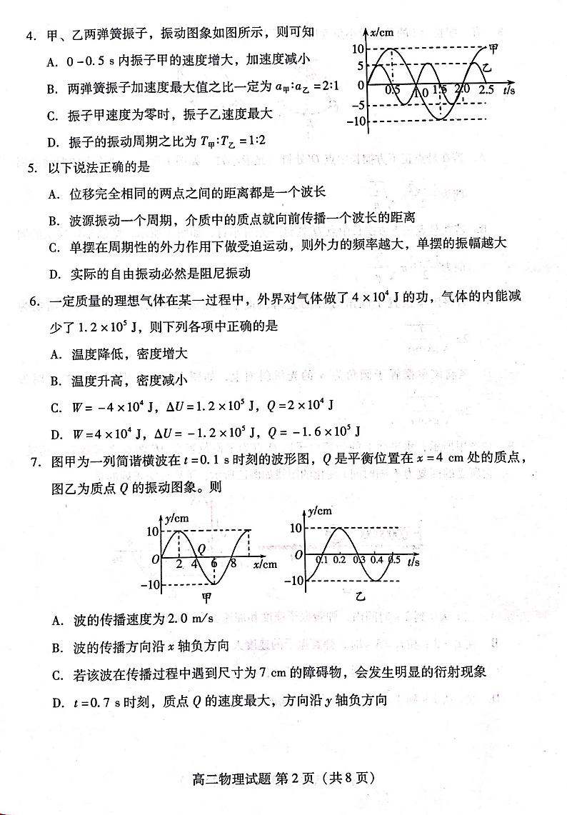 2018-2019学年山东省潍坊新高考质量测评联盟高二3月联考物理试题 PDF版02