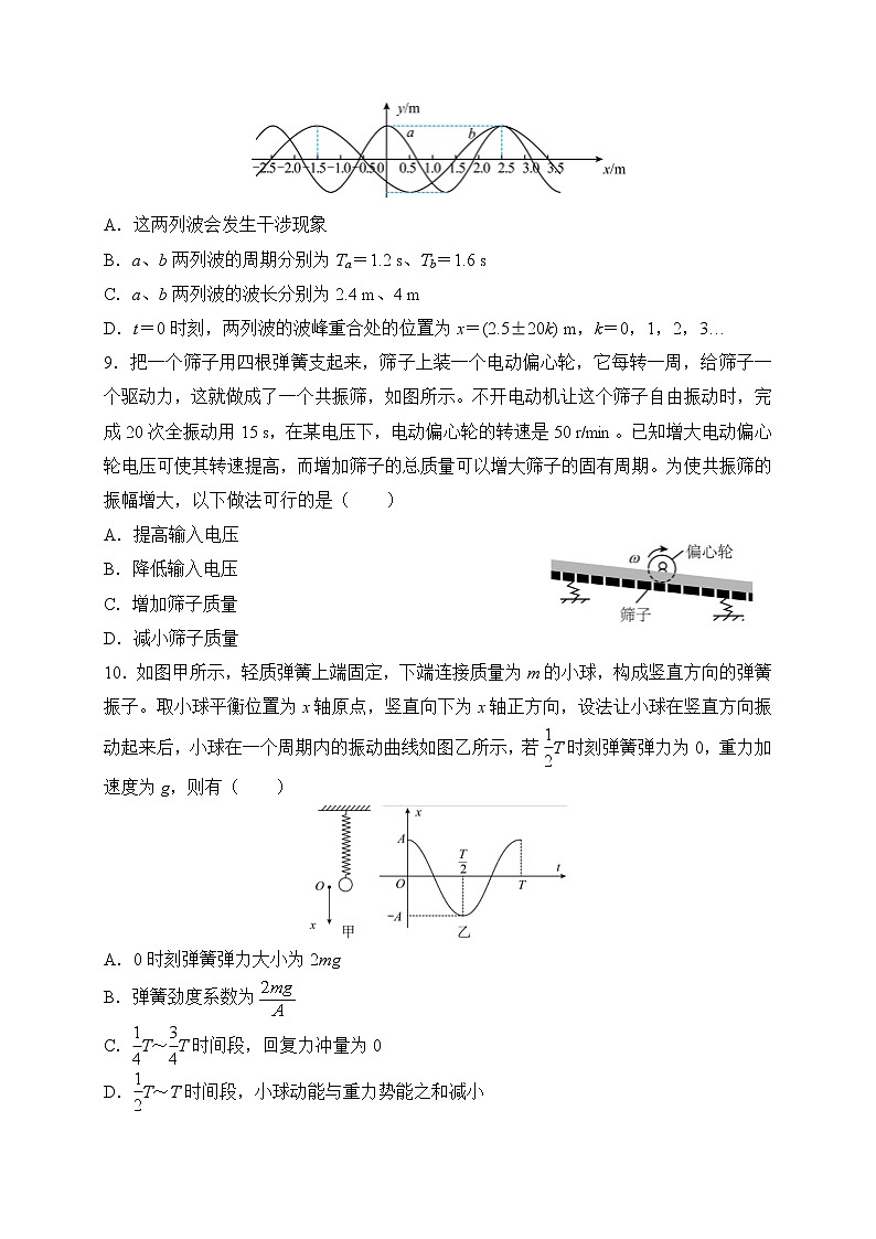【原创】2022届高考二轮专题训练复习练习题 物理（十三）机械振动与机械波03