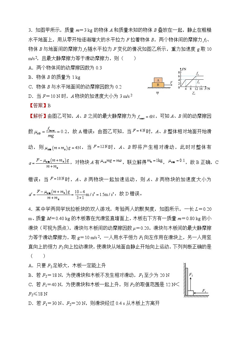 【原创】2022届高三二轮专题卷 物理提升卷1——力学中的传送带和板块问题 教师版第2页