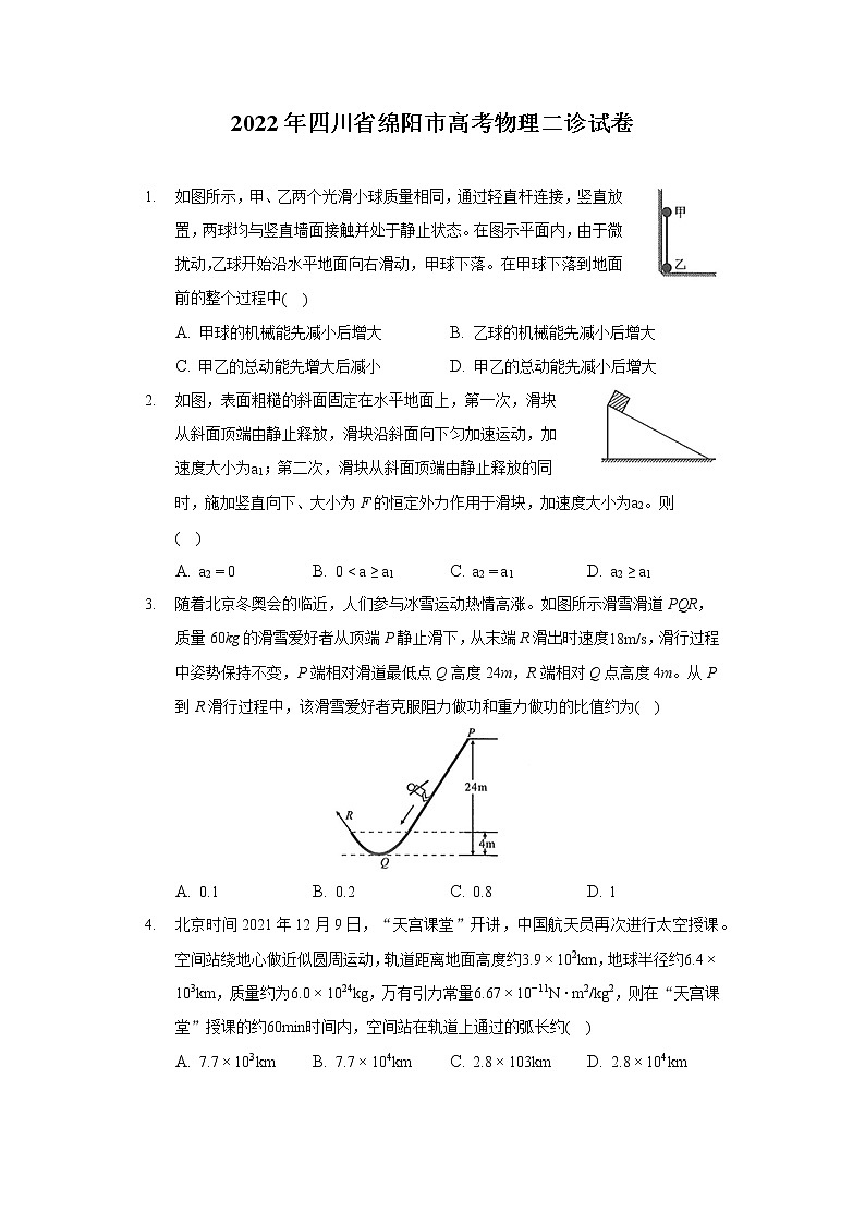 2022年四川省绵阳市高考物理二诊试卷（含答案解析）01