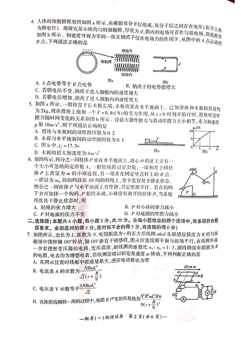 2022届湖南省衡阳市高三第一次联考（一模）物理试题含答案第2页