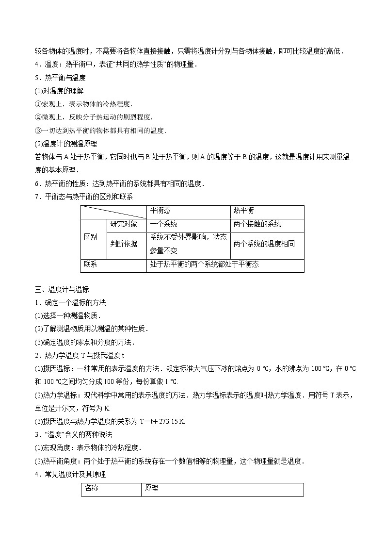 2.1温度与温标学案 高中物理新人教版选择性必修第三册（2022年）02