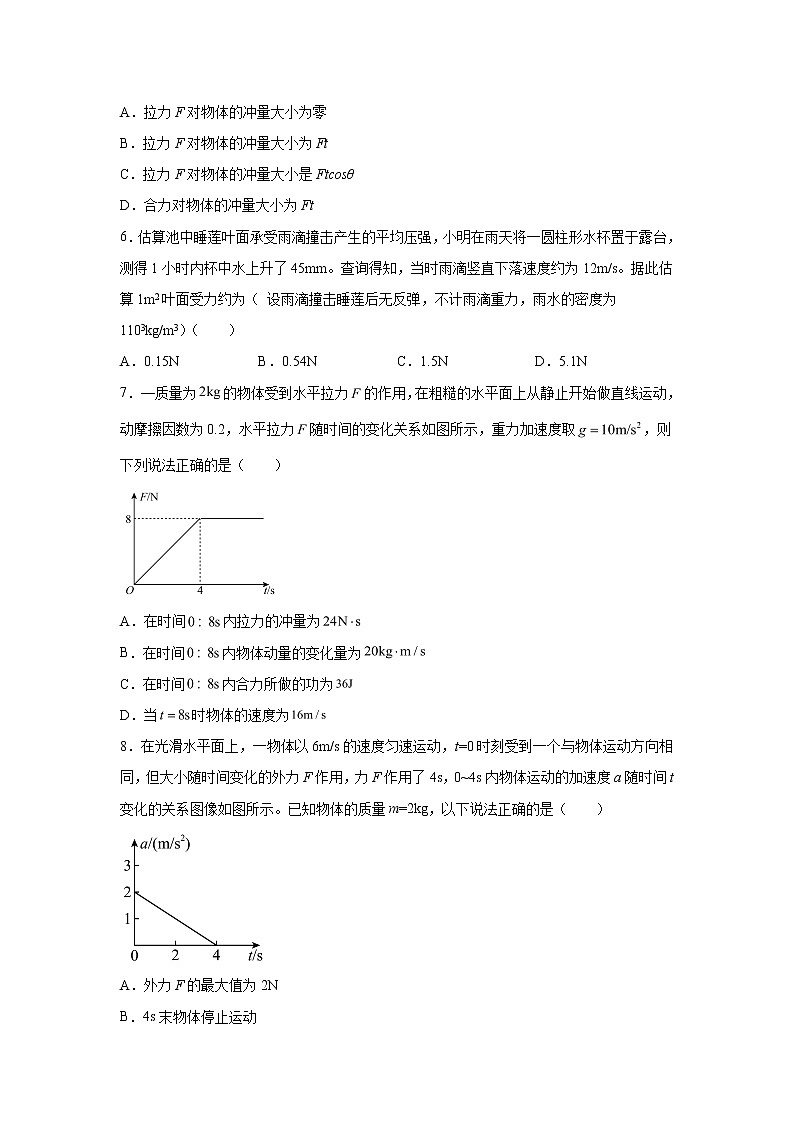 2021-2022学年高中物理新粤教版选择性必修第一册 1.1冲量 动量 同步作业（解析版）第2页