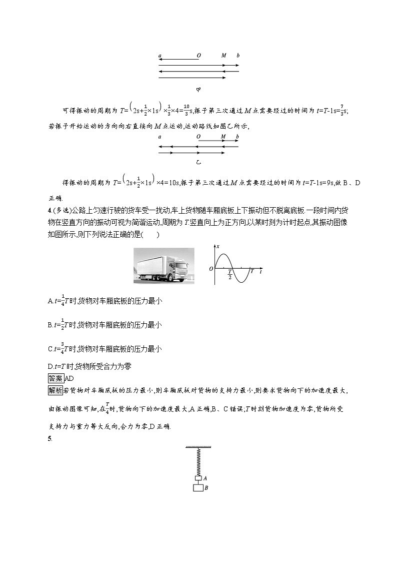 2021-2022学年高中物理新粤教版选择性必修第一册 第二章第二节　简谐运动的描述 作业 练习02
