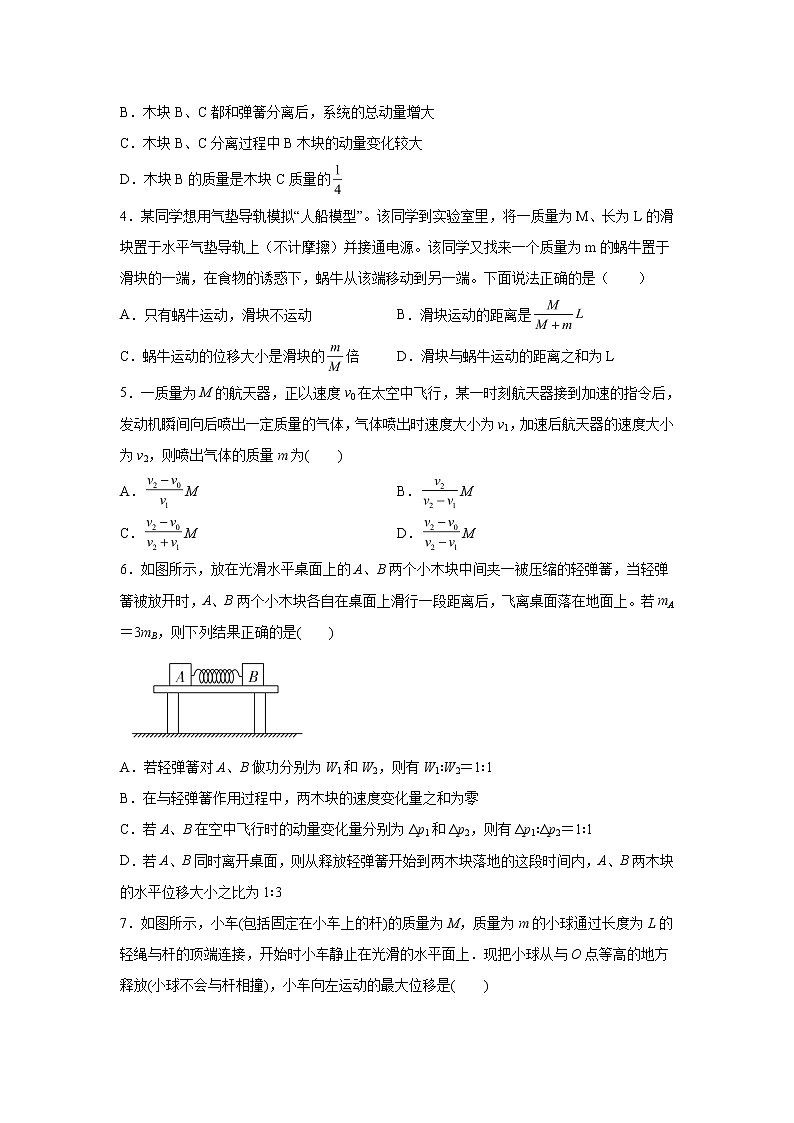 2021-2022学年高中物理新粤教版选择性必修第一册 1.4动量守恒定律的应用 课后作业（解析版）02