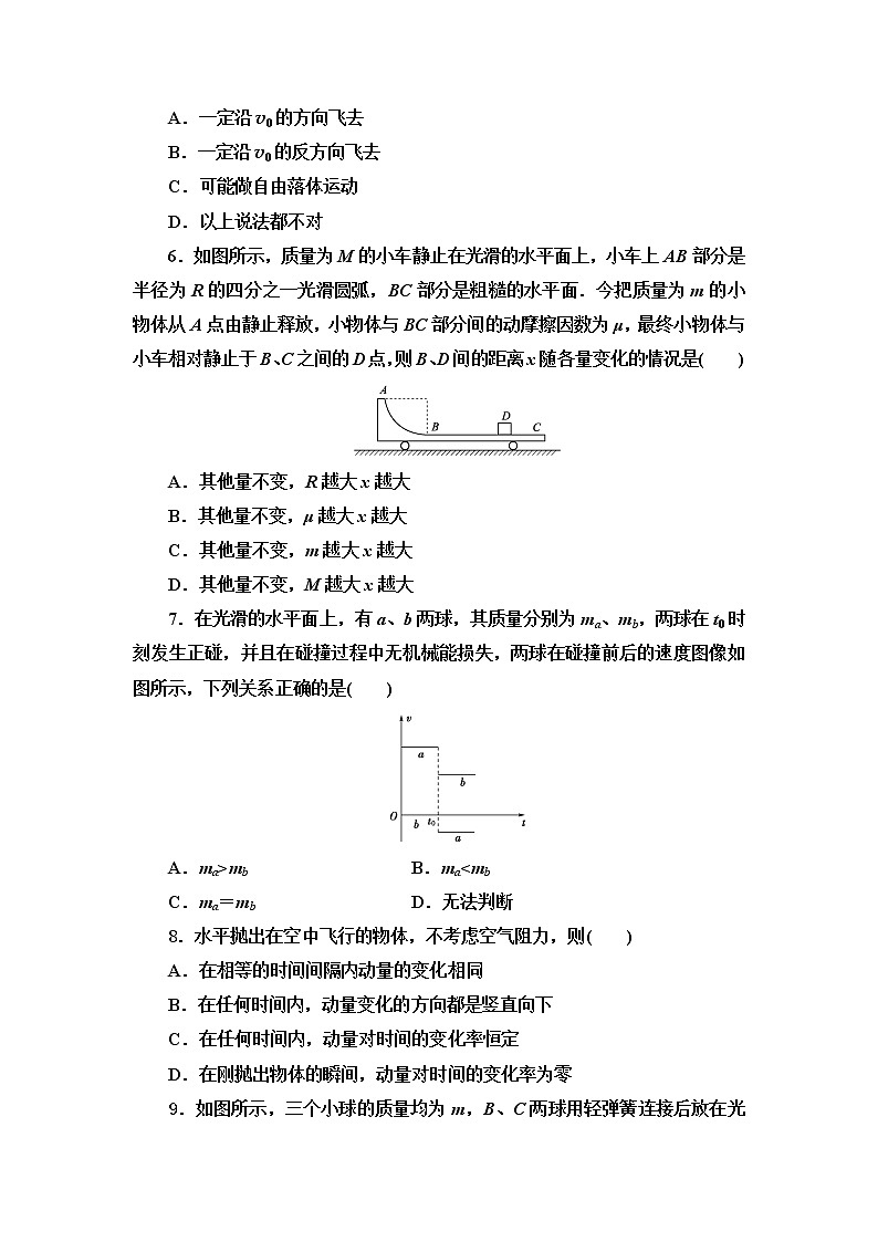 2021-2022学年高二下学期人教版（2019）选修第一册 章末综合测评 1 动量守恒定律02