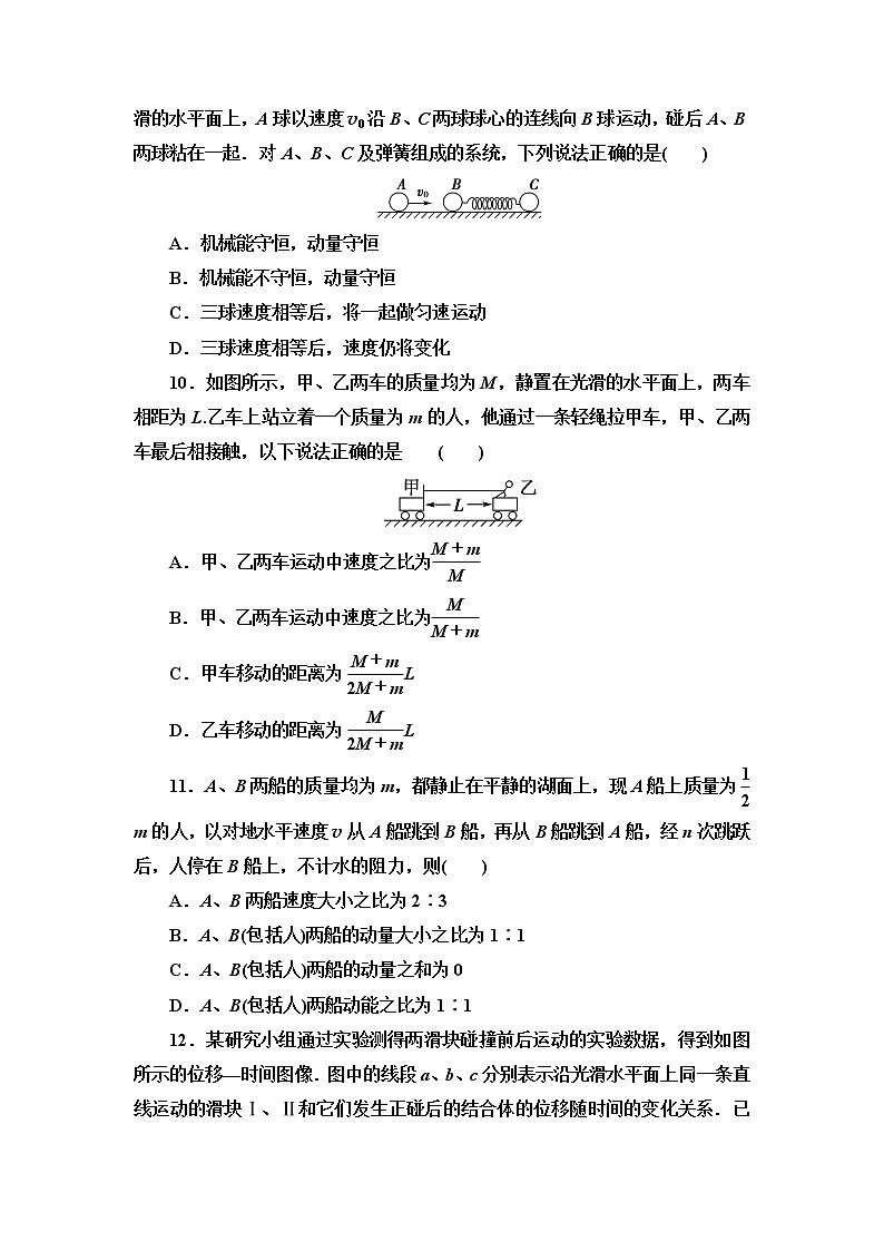 2021-2022学年高二下学期人教版（2019）选修第一册 章末综合测评 1 动量守恒定律03