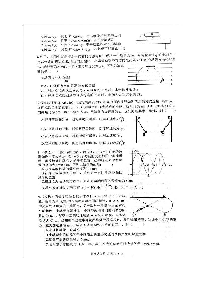 2022届辽宁省铁岭市六校高三3月联考 物理试题 （扫描版）02