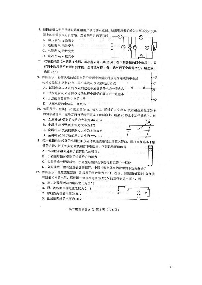 2020-2021学年河北省唐山市高二上学期期末考试物理试题 PDF版03