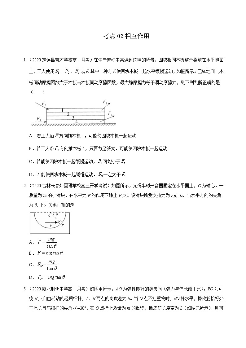 考点02相互作用（原卷版）-2020-2021学年高三《新题速递·物理》9月刊（高考复习）第1页