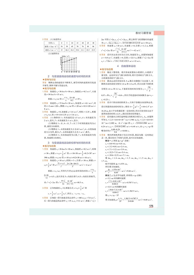 高中物理新教材必修1习题答案（打印版）03