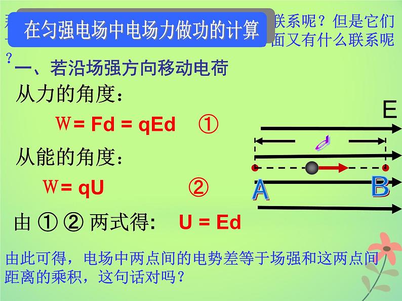2022年高中物理第一章静电场1.6电势差和电场强度的关系课件人教版选修3_103