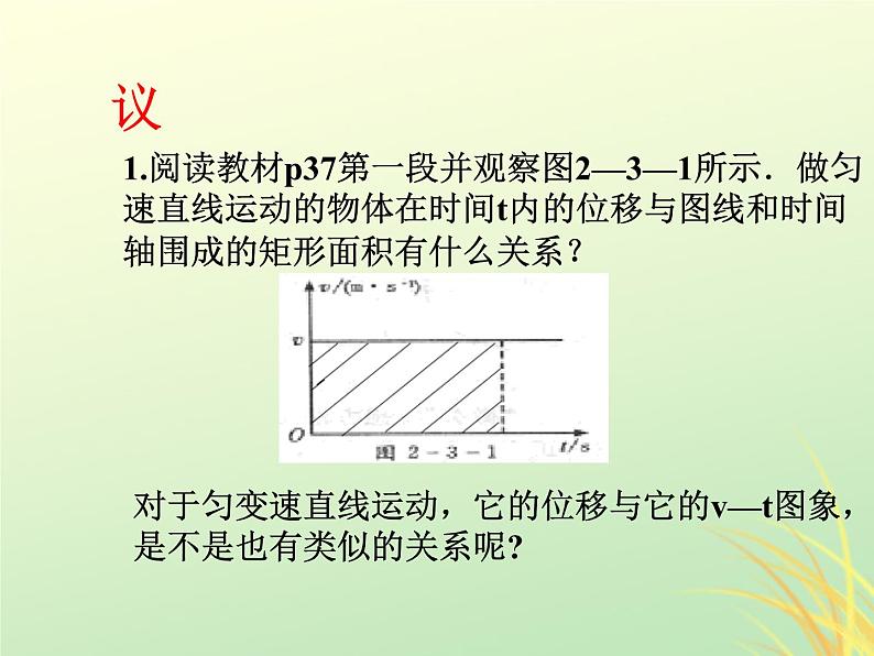 2022年高中物理第二章匀变速直线运动的研究2.3.1匀速变直线运动的位移与时间的关系课件人教版必修1第4页