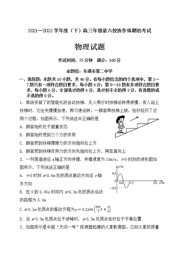辽宁省六校协作体2021-2022学年高三下学期期初考试物理试题第1页