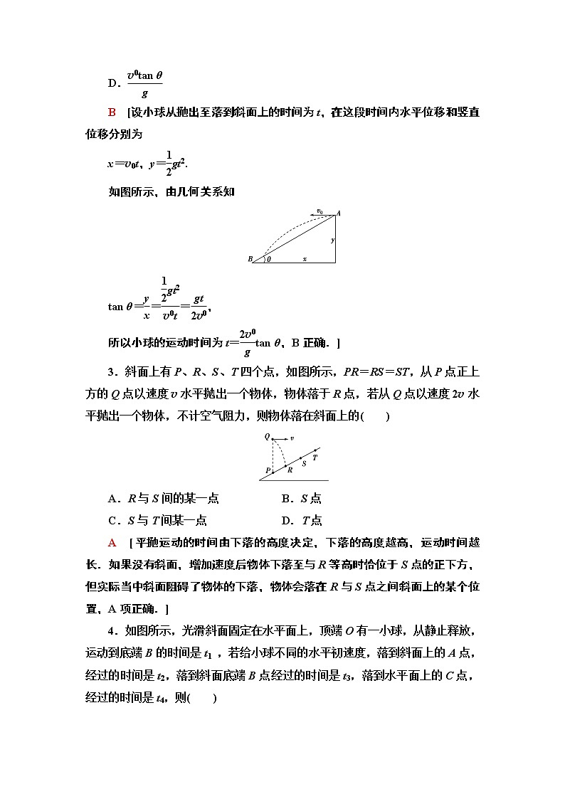 重难强化训练2　平抛运动规律的应用—2021-2022同步人教版高中物理必修二练习02