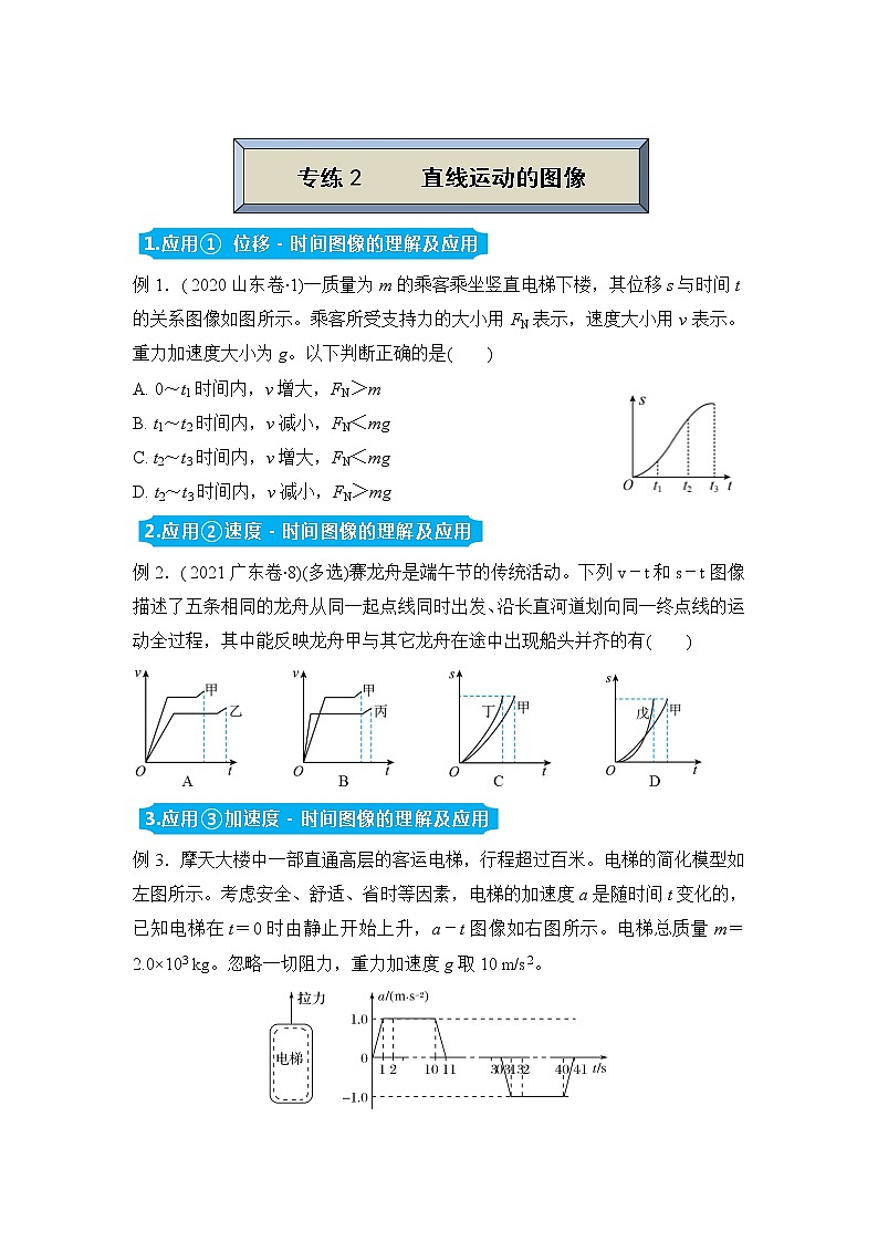 【原创】（新高考）2022届高三物理精准提升专练2 运动图象与追及相遇问题 学生版第1页
