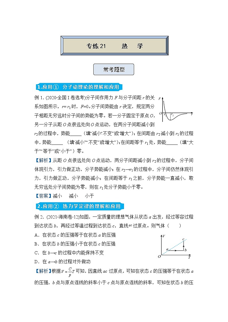 【原创】（新高考）2022届高三物理精准提升专练21 热学 教师版第1页
