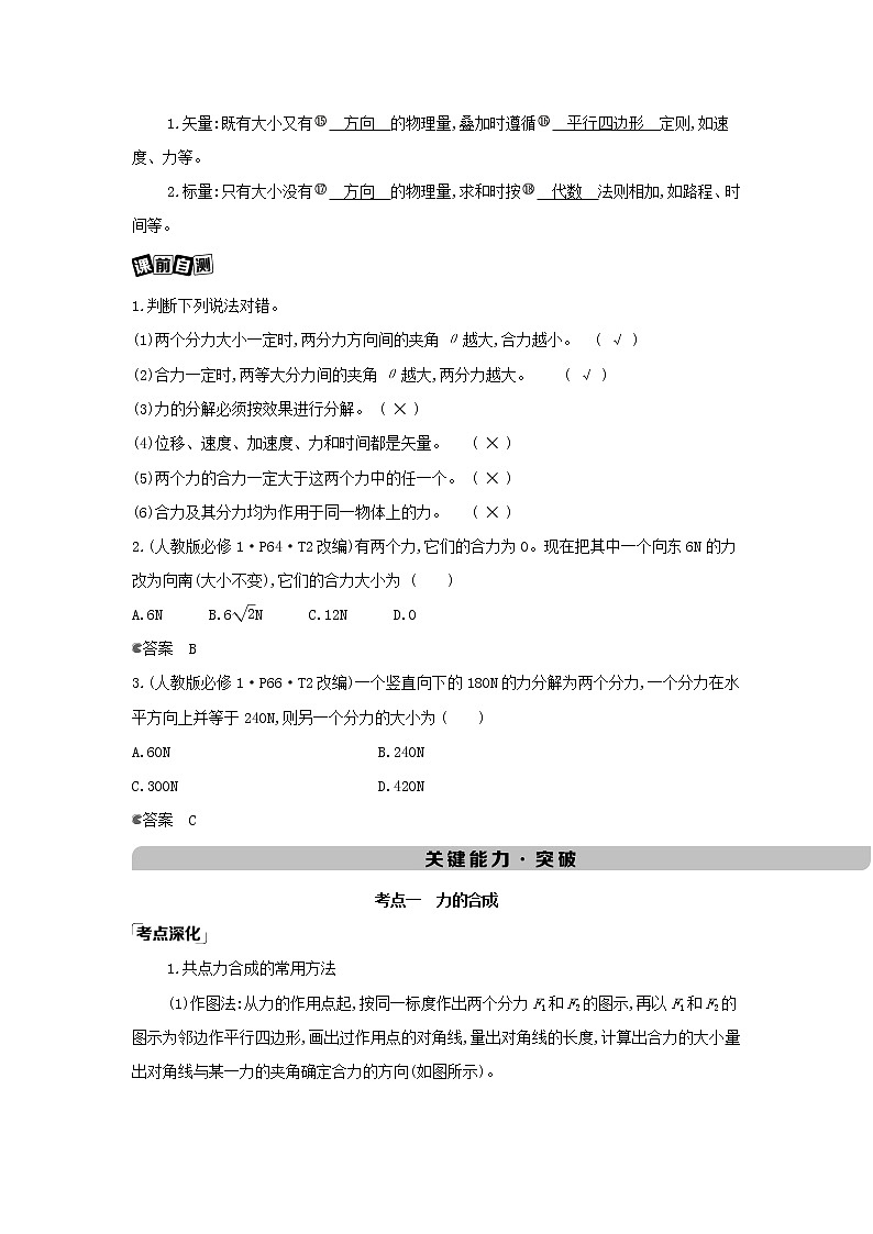 江苏版高考物理总复习第二章的相互作用第2讲力的合成与分解第2页