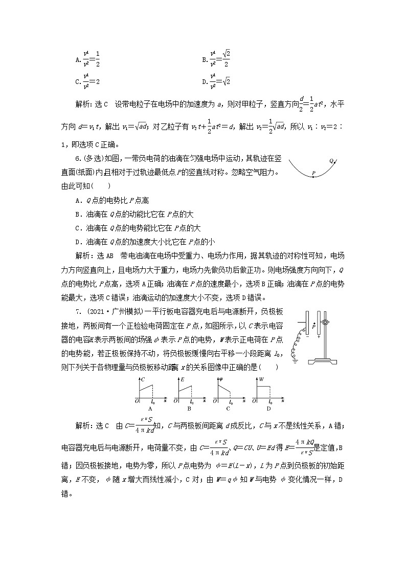 高考物理联考模拟汇编专题二十四电容器带电粒子在电场中的运动含解析03