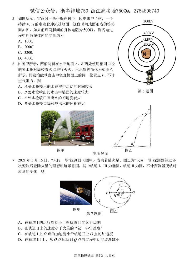 物理卷-2203金丽衢七彩阶段性第2页